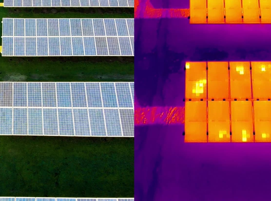 Solarpanel: Optisch vs. Thermal von Drohne.