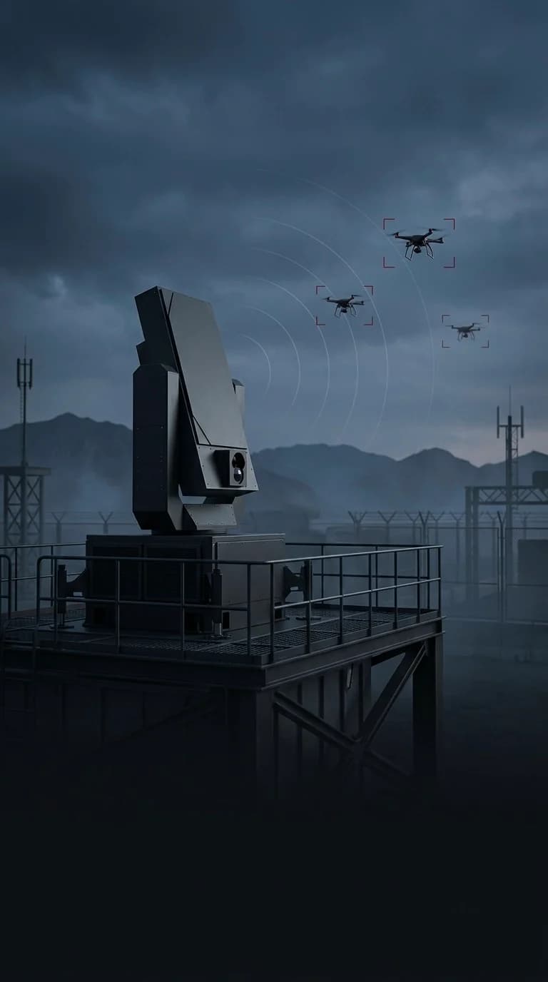 Konzeptdarstellung einer möglichen stationären Counter-UAS-Konfiguration