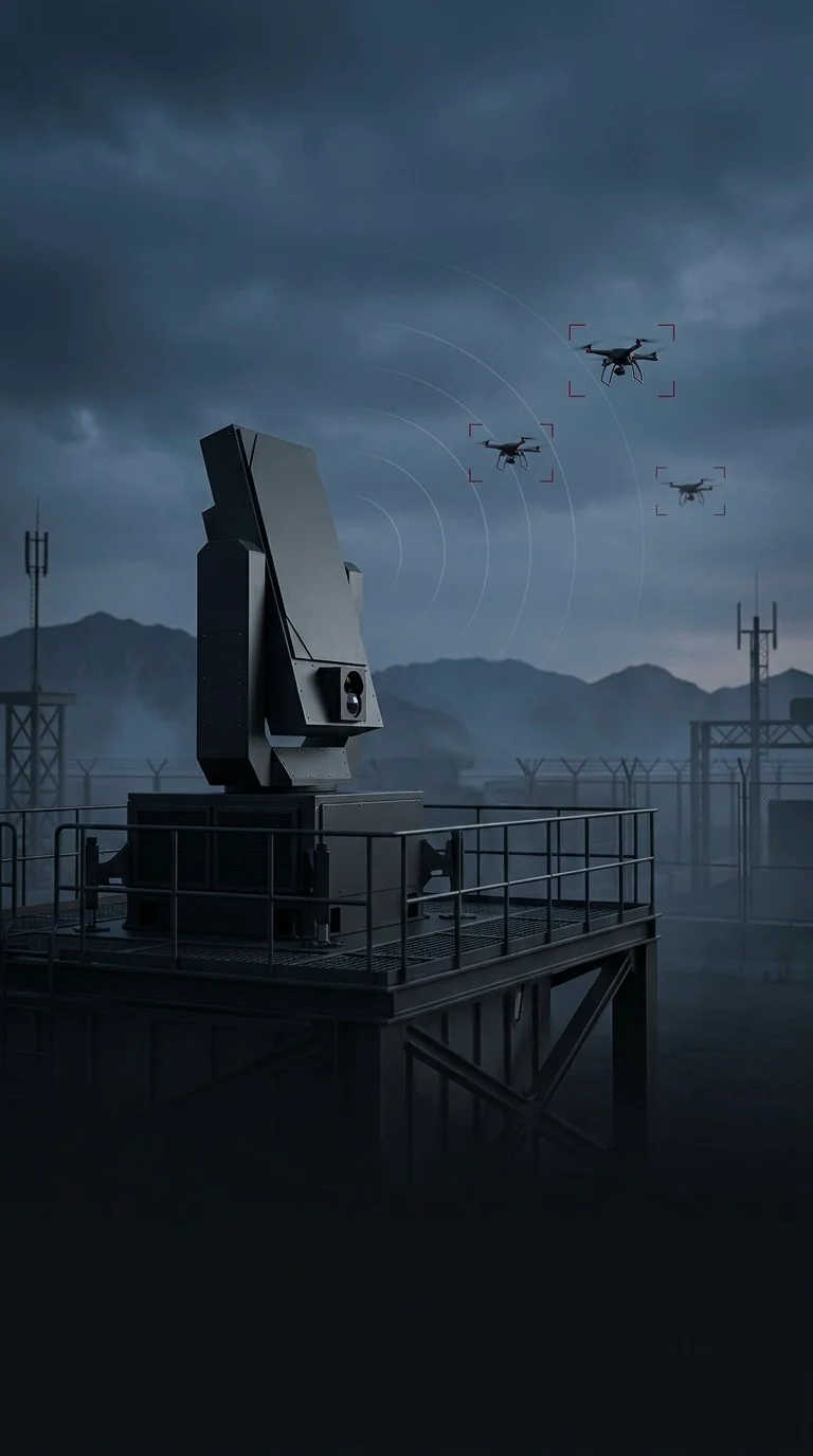 Konzeptdarstellung einer möglichen stationären Counter-UAS-Konfiguration